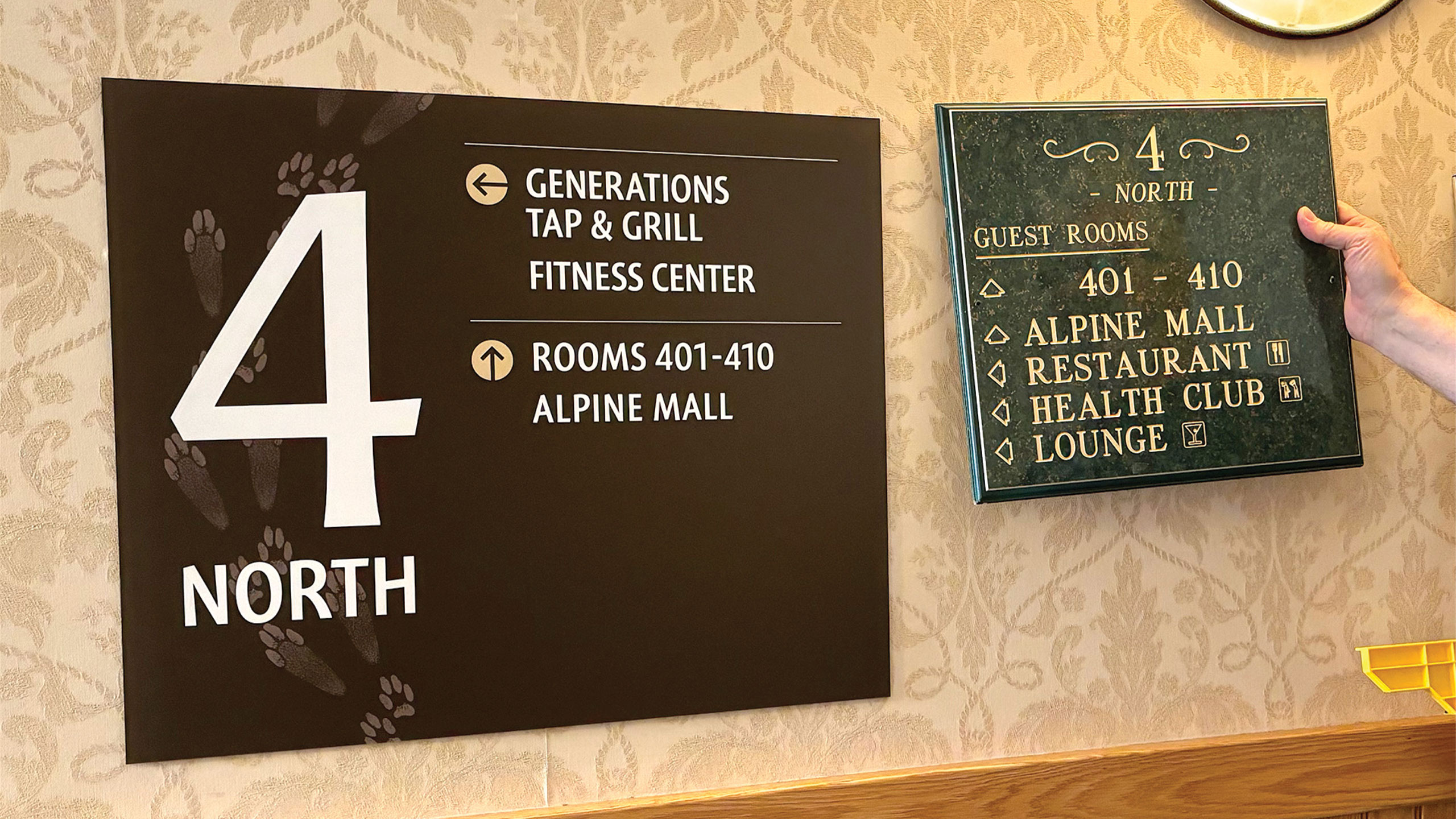 Golden Arrow Lakeside Resort, Wayfinding Signage, Interior Signage, Room Signage, Graphic Design, On-site install